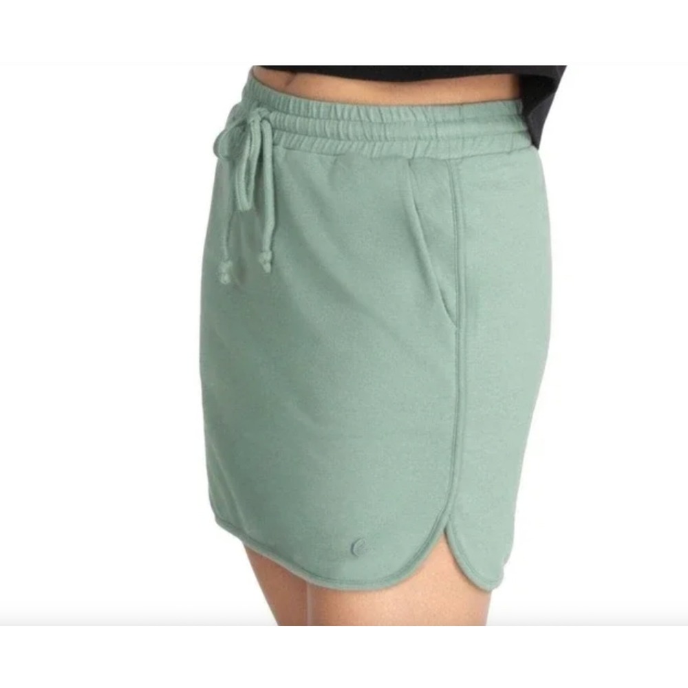 Johnny Was Calme Terry Commuter Drawstring Short Skirt in Sage Green